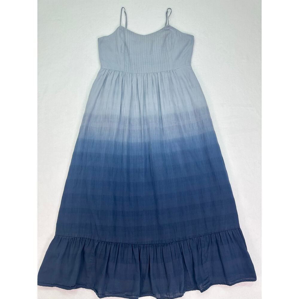 Madewell Blue Ombre Dip Dye Pintuck Cami Ruffle Maxi Dress Size 10 (Medium) - Picture 7 of 12